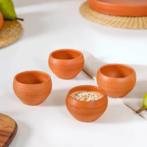 Set Of 4 Earthen Clay Terracotta Small Bowls 150ml